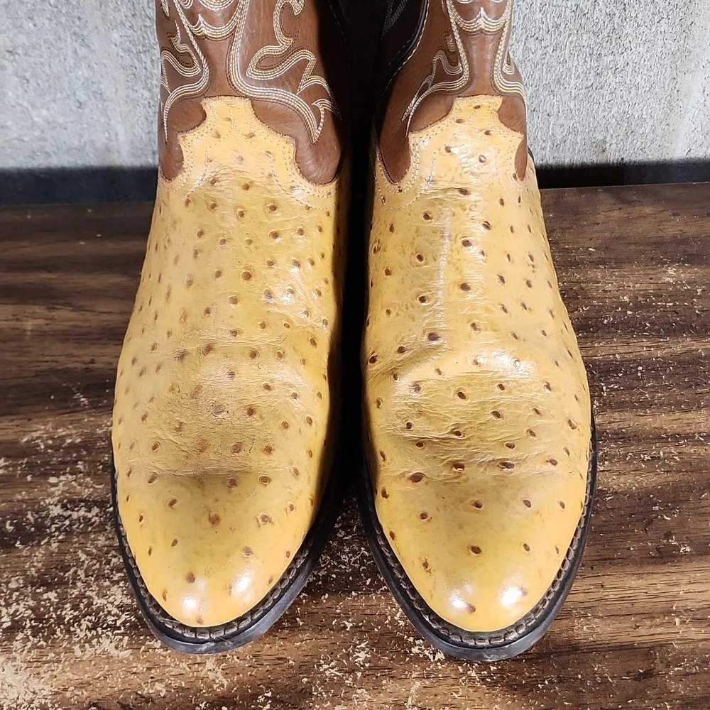 Vintage Laredo Cowboy Ostrich Boots Mens Size 12EW Model# 69032